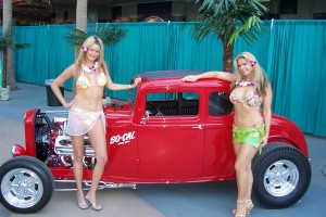 surfer girls with car