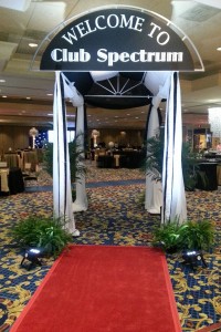 welcome to club spectrum corporate event entrance