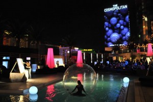 woman in ball in pool