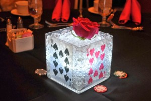glass playing card center piece