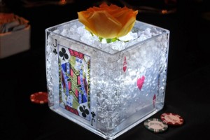 glass playing card center piece