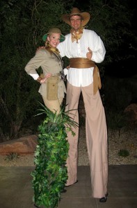 people on stilts at springs preserve