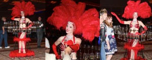 woman in costume serving champagne