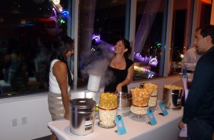 people making popcorn
