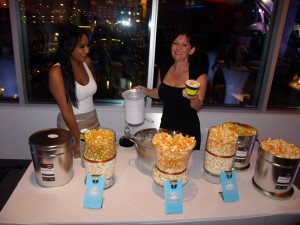 people eating popcorn