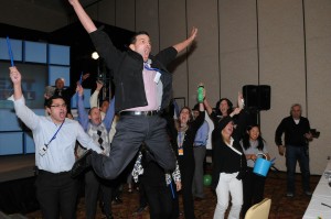 people celebrating during team building